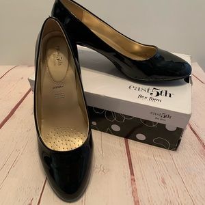 East 5th Black Patten Heels
